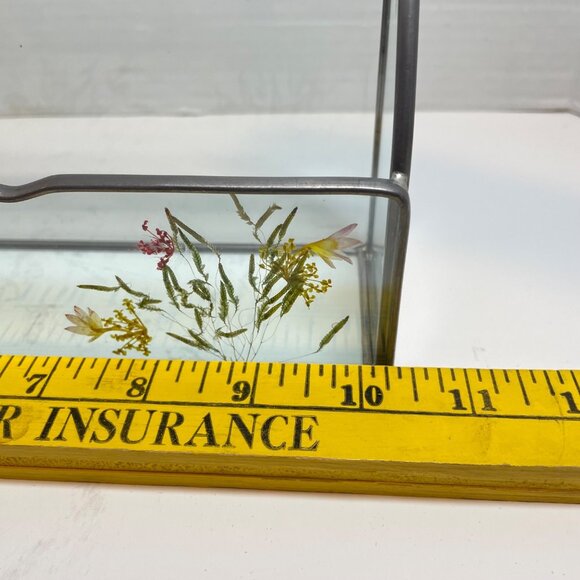 Handcrafted Pressed Flower Glass Wall-Mounted Organizer With Metal Frame - Picture 10 of 14